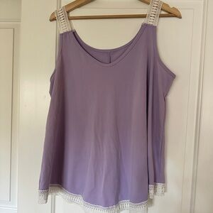 SHEIN: 🩷 Lavender Tank Top with Lace Trim
